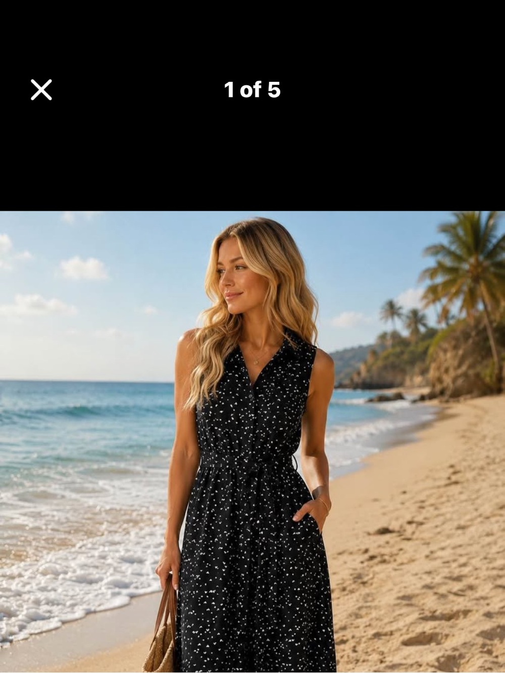 Dex Black Star-Print Sleeveless Maxi Dress